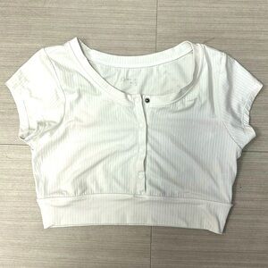 White Ribbed Active Crop Top